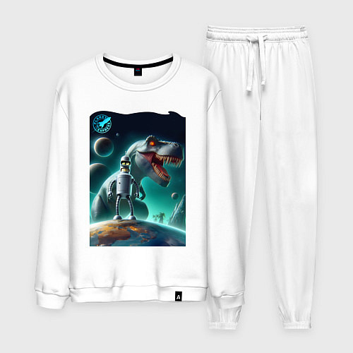 Мужской костюм Bender bending robot and tyrannosaurus - planet ex / Белый – фото 1