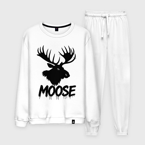 Мужской костюм Черный лось с рогами / Белый – фото 1