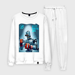 Костюм хлопковый мужской Bender bending robot - mixed martial artist, цвет: белый