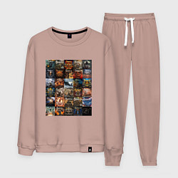 Костюм хлопковый мужской Sabaton - обложки, цвет: пыльно-розовый
