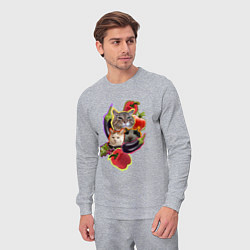 Костюм хлопковый мужской Кото-салат - мем с котами, цвет: меланж — фото 2