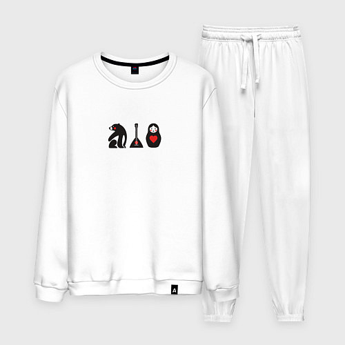 Мужской костюм Матрёшка и медведь / Белый – фото 1