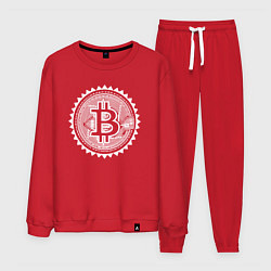 Костюм хлопковый мужской Биткоин цифровой, цвет: красный
