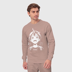 Костюм хлопковый мужской Ничоси аниме, цвет: пыльно-розовый — фото 2