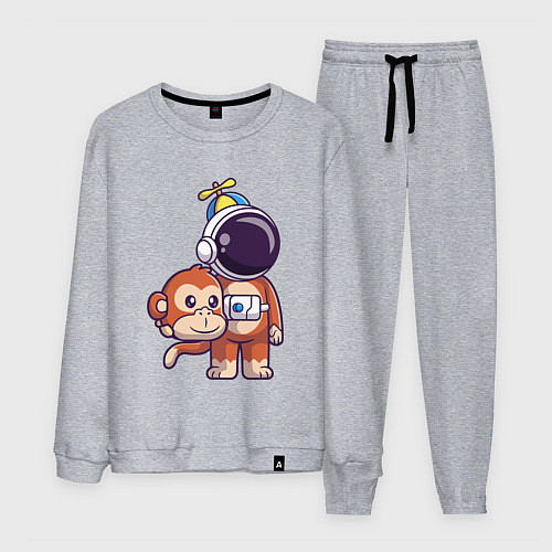 Мужской костюм Космонавт в костюме обезьяны / Меланж – фото 1