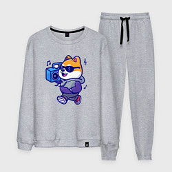 Костюм хлопковый мужской Собачка с магнитофоном, цвет: меланж