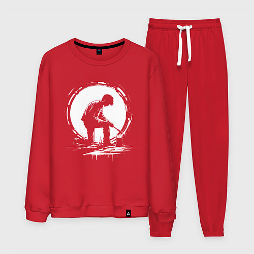 Мужской костюм Такаси Мураками рисует белой краской / Красный – фото 1