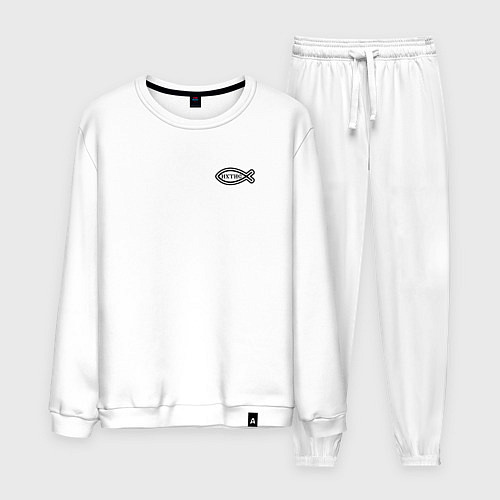 Мужской костюм Спаси и сохрани фигурный текст / Белый – фото 1