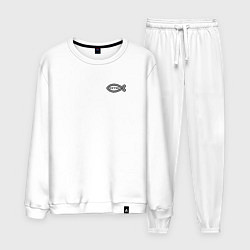 Костюм хлопковый мужской Спаси и сохрани фигурный текст, цвет: белый