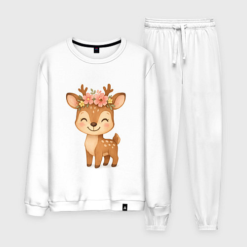 Мужской костюм Милый олененок с венком / Белый – фото 1