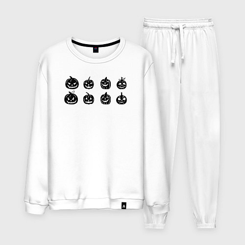 Мужской костюм Черные тыквы на Хэллоуин / Белый – фото 1