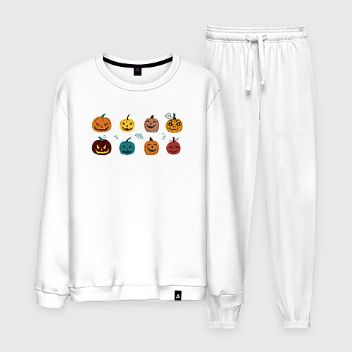 Мужской костюм Разноцветные тыквы Джека на Хэллоуин / Белый – фото 1