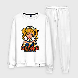 Костюм хлопковый мужской Поп-арт Барбары Genshin Impact, цвет: белый