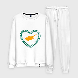 Костюм хлопковый мужской Кипр в сердце, цвет: белый