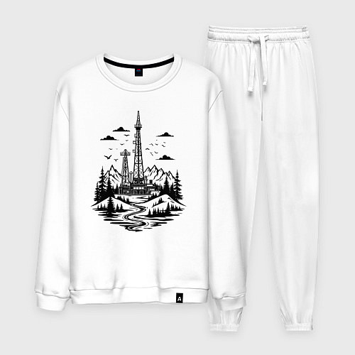 Мужской костюм Нефтяная вышка в горах / Белый – фото 1