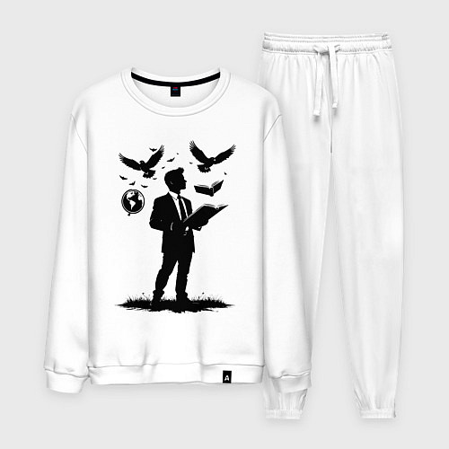 Мужской костюм Учитель с символами / Белый – фото 1