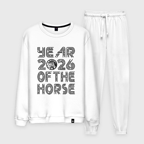 Мужской костюм Символ года 2026 красная огненная лошадь / Белый – фото 1