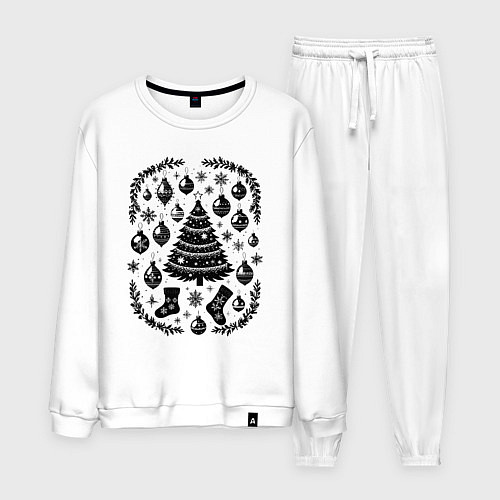 Мужской костюм Новогодние украшения и елка / Белый – фото 1