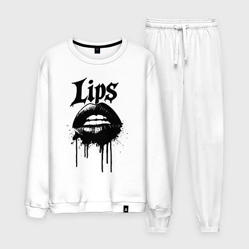 Мужской костюм Черные потекшие губы / Белый – фото 1