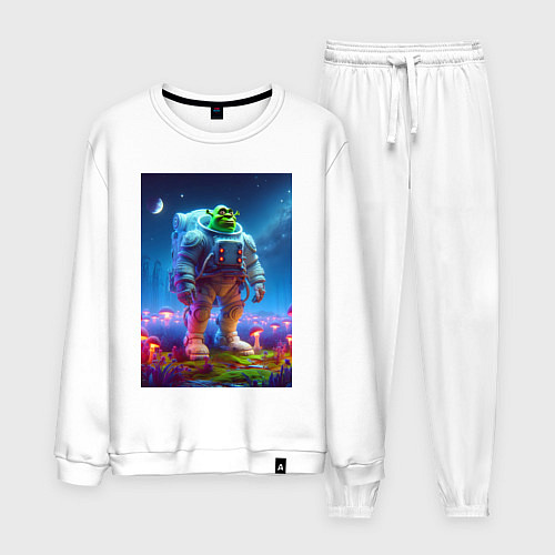 Мужской костюм Космонавт Шрек на грибной планете - неоновое свече / Белый – фото 1