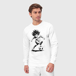 Костюм хлопковый мужской Футбольная атака аниме, цвет: белый — фото 2