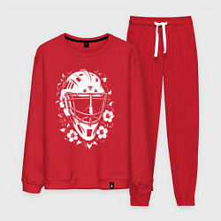Костюм хлопковый мужской Шлем-маска в цветочном обрамлении, цвет: красный
