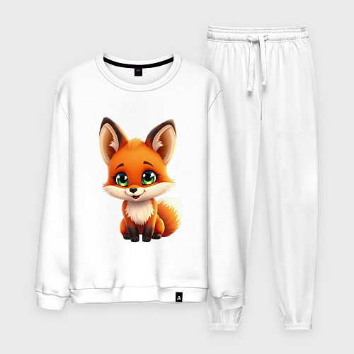 Мужской костюм Пушистая радость: Лисёнок в мультяшном стиле / Белый – фото 1