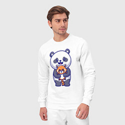 Костюм хлопковый мужской Две панды, цвет: белый — фото 2