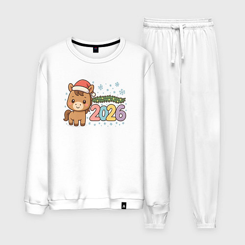 Мужской костюм Новогодняя лошадка 2026 / Белый – фото 1