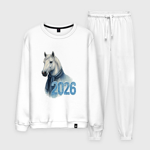Мужской костюм Год лошади символ 2026 / Белый – фото 1