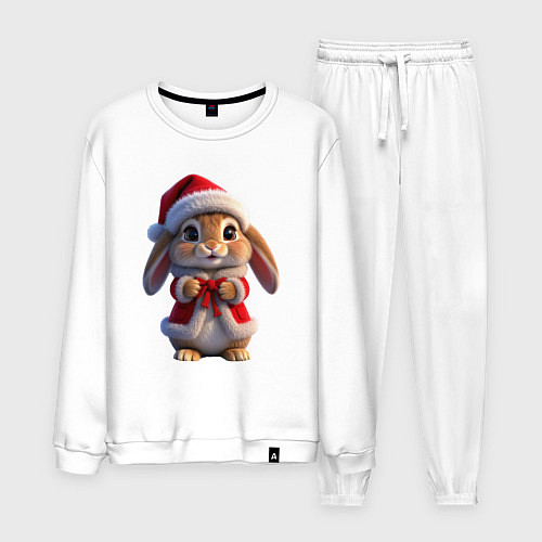 Мужской костюм Зайка новогодний / Белый – фото 1