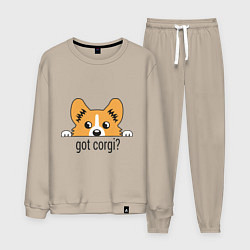 Костюм хлопковый мужской Got Corgi, цвет: миндальный