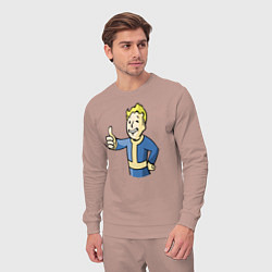 Костюм хлопковый мужской Fallout vault boy, цвет: пыльно-розовый — фото 2