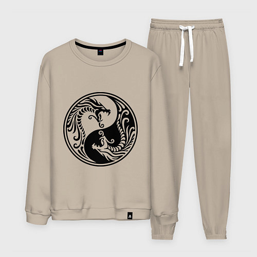 Мужской костюм Два дракона Инь Янь / Миндальный – фото 1