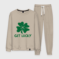 Костюм хлопковый мужской Get lucky, цвет: миндальный