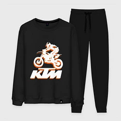 Костюм хлопковый мужской KTM белый, цвет: черный