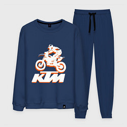 Костюм хлопковый мужской KTM белый, цвет: тёмно-синий