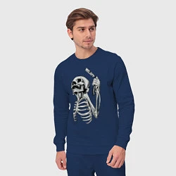 Костюм хлопковый мужской Скелет с бритвой, цвет: тёмно-синий — фото 2
