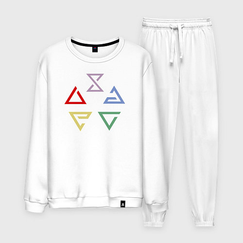 Мужской костюм Witcher 3 знаки / Белый – фото 1