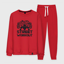 Костюм хлопковый мужской Street workout, цвет: красный