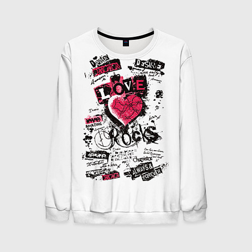 Мужской свитшот Рок сердца 4 / 3D-Белый – фото 1