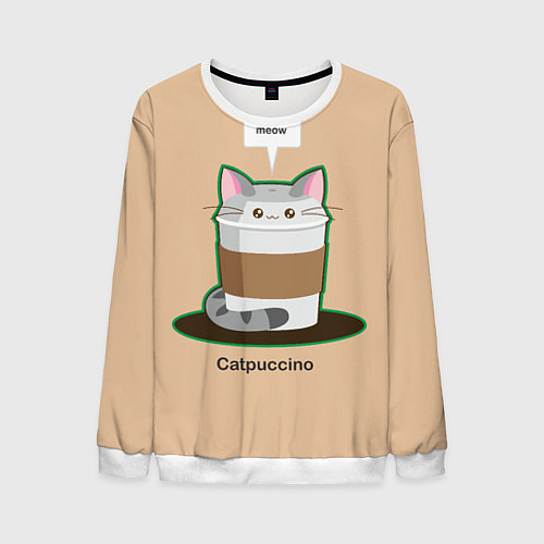 Мужской свитшот Catpuccino / 3D-Белый – фото 1