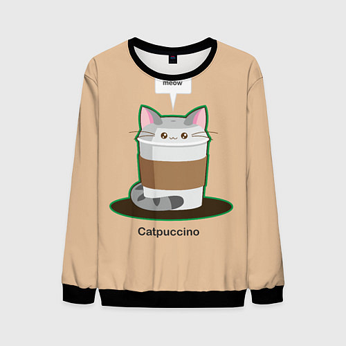 Мужской свитшот Catpuccino / 3D-Черный – фото 1