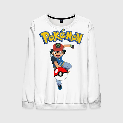 Мужской свитшот Pokemon: Ash Ketchum / 3D-Белый – фото 1