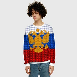Свитшот мужской Россия: полигоны, цвет: 3D-белый — фото 2