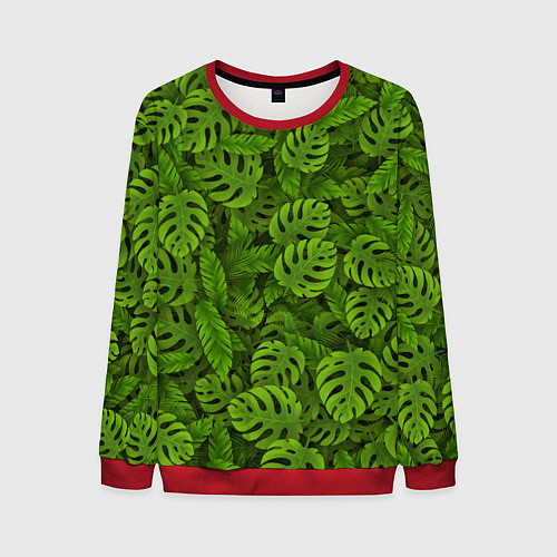 Мужской свитшот Тропические листья / 3D-Красный – фото 1