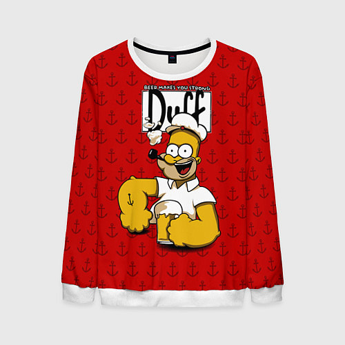 Мужской свитшот Duff Beer / 3D-Белый – фото 1