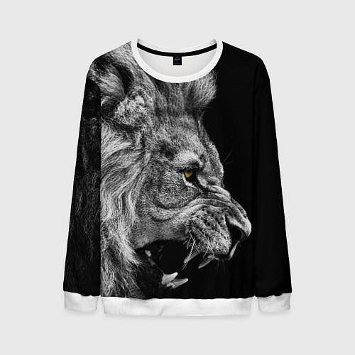 Мужской свитшот Оскал льва / 3D-Белый – фото 1