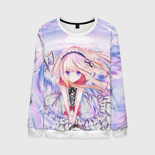 Мужской свитшот Anime angel in clouds / 3D-Белый – фото 1