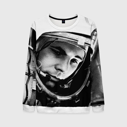 Мужской свитшот Гагарин космонавт / 3D-Белый – фото 1